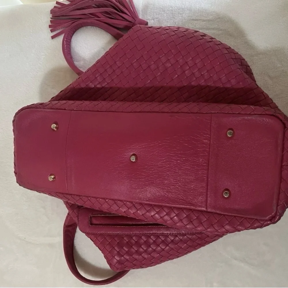 🩷 LALO LARGE Pink HAND Woven NAPA LEATHER HANDBAG / Vintage🩷